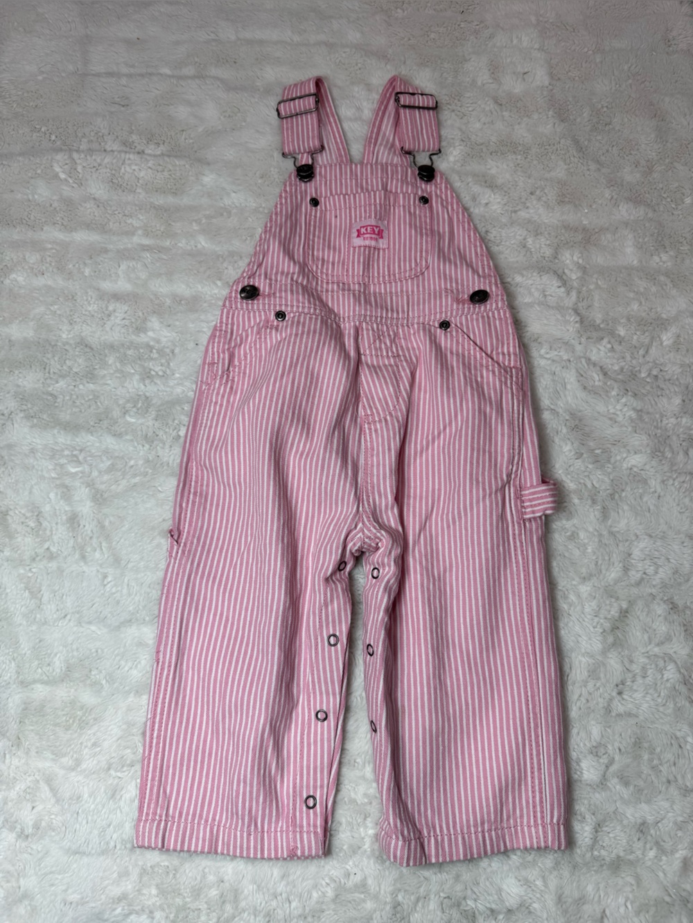 NWT Key Pink Striped Overalls